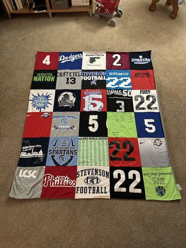 T-shirt quilt featuring dodgers baseball team, phillies baseball team by Thomas from MI