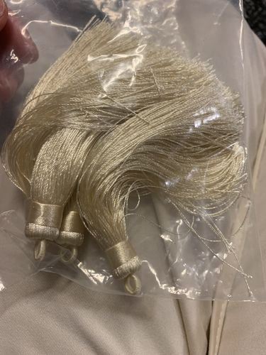 Customer photo review of 2PCS 10cm pale Ivory beige Handmade silky Thread Tassels