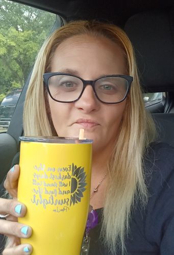 Customer photo review of Even On The Darkest Days I Will Stand Tall Laser Etched Tumbler