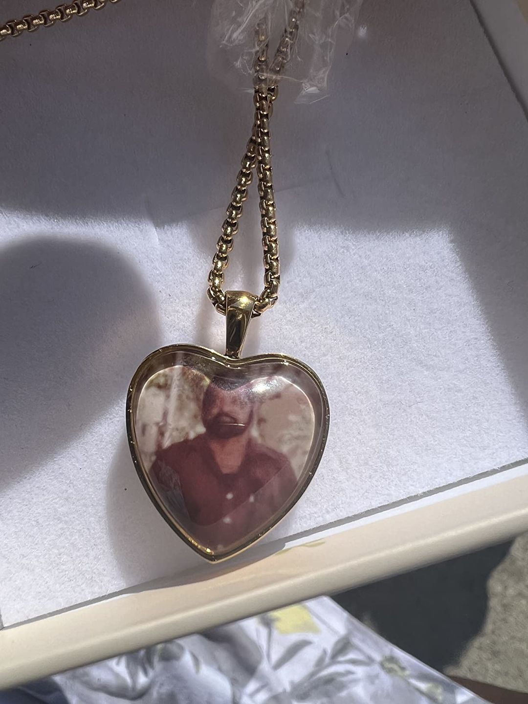 Customer photo review of Personalized Photo Necklace Custom Image Heart Shape Picture Necklace