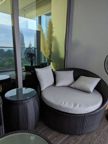 Customer photo review of Round Sofa with Coffee Table, Grey Cushion