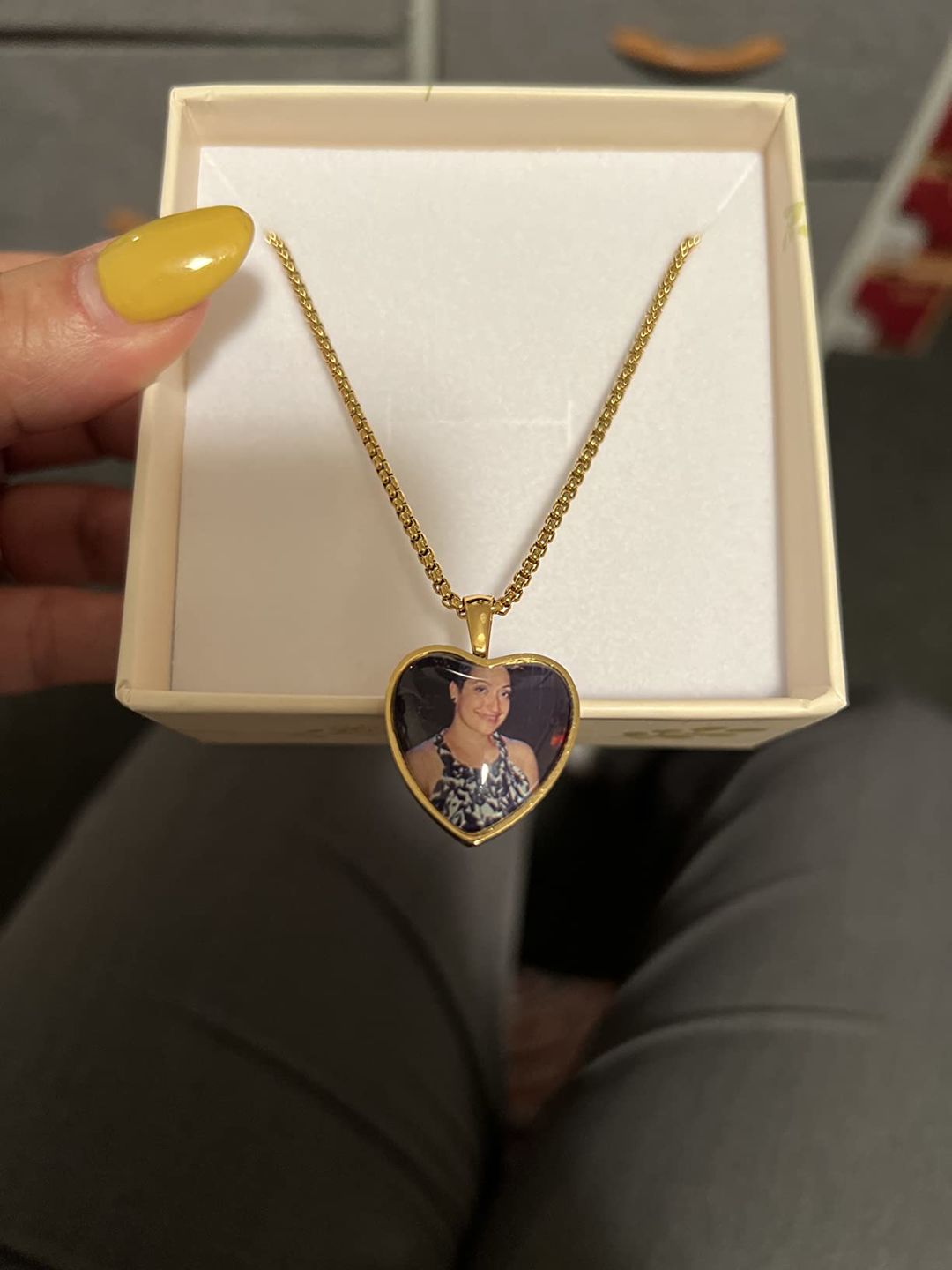 Customer photo review of Personalized Photo Necklace Custom Image Heart Shape Picture Necklace
