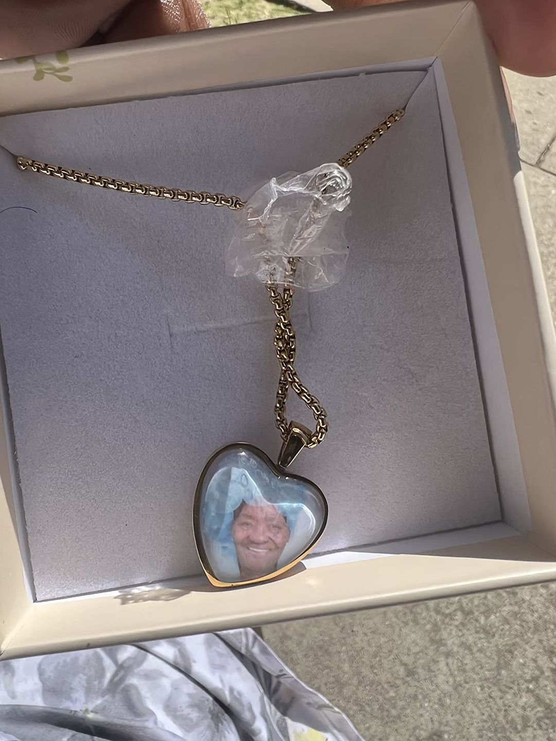 Customer photo review of Personalized Photo Necklace Custom Image Heart Shape Picture Necklace