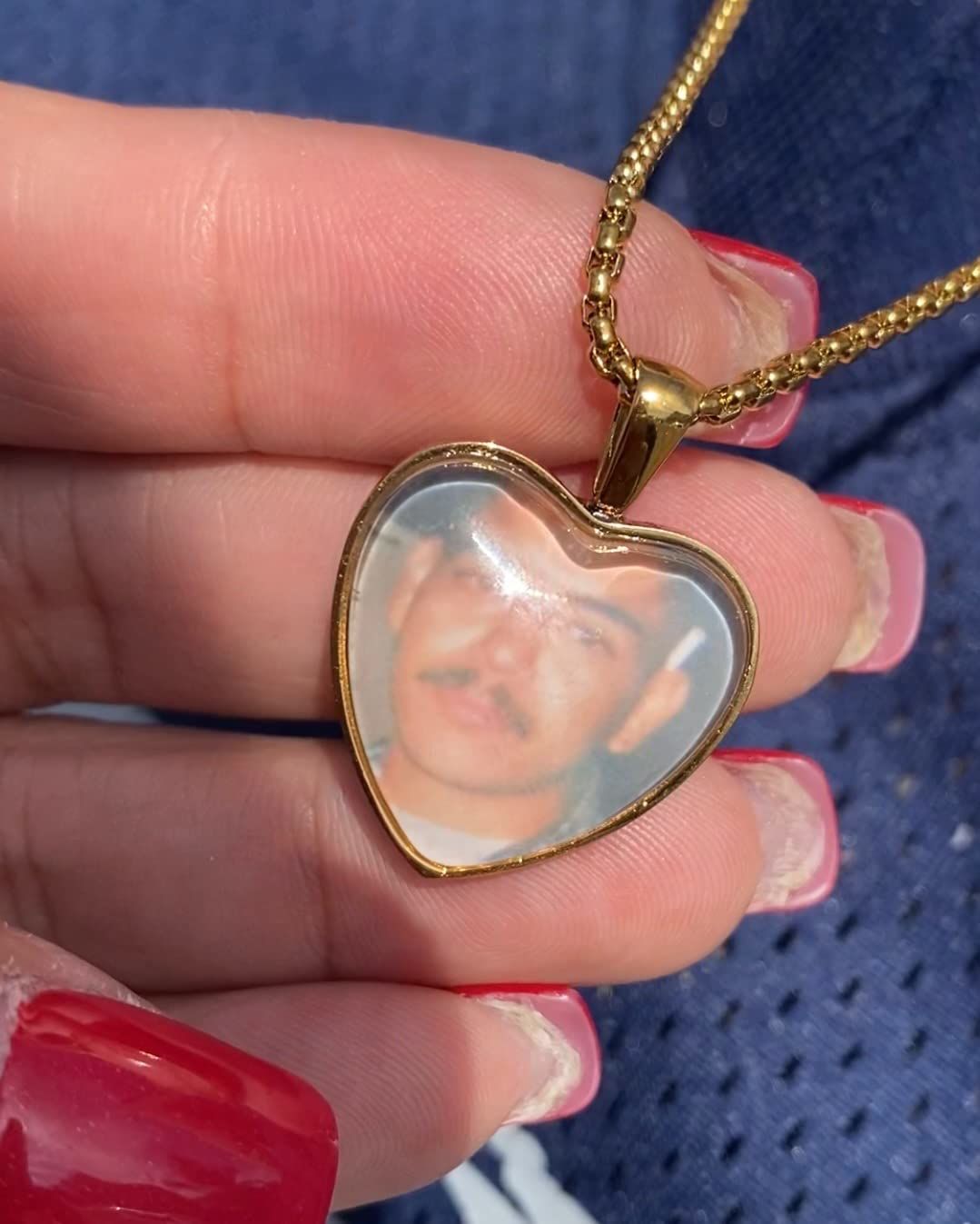 Customer photo review of Personalized Photo Necklace Custom Image Heart Shape Picture Necklace