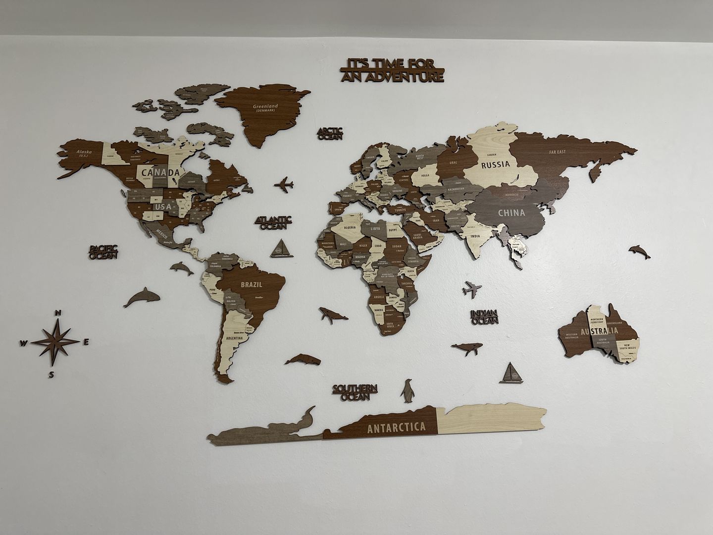 Customer photo review of 3D Wooden Multilayered World Map with States and Capitals v2