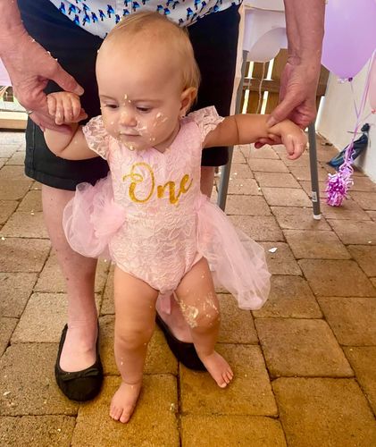 Customer photo review of 1st Birthday Tulle Romper - Pink