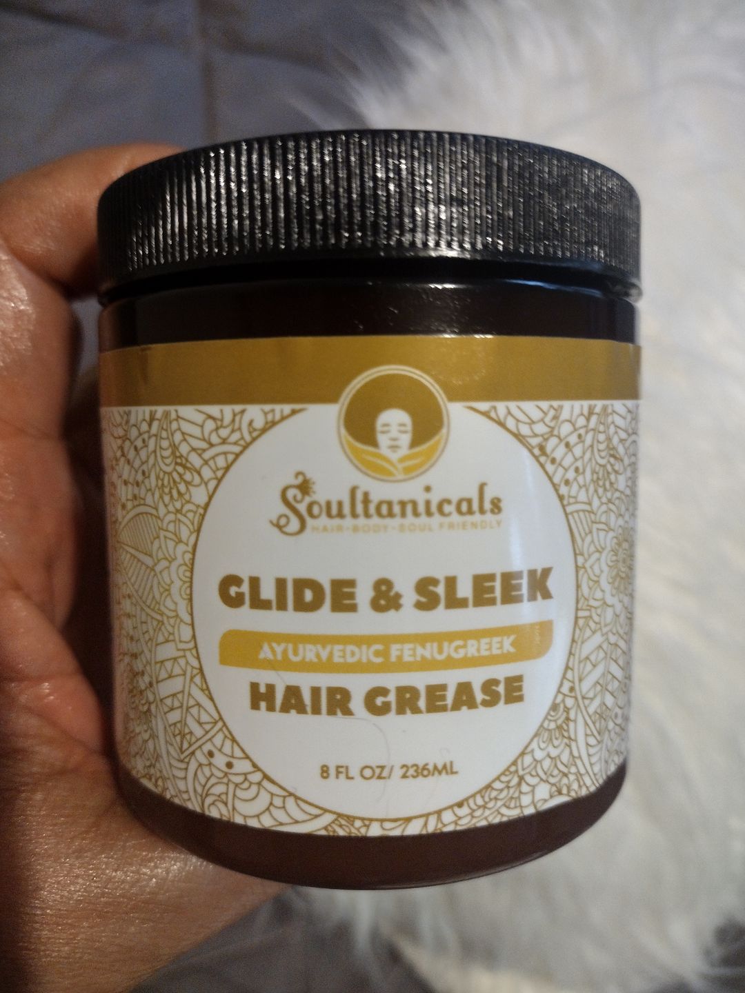 Customer photo review of Glide & Sleek, Ayurvedic Fenugreek Hair Grease