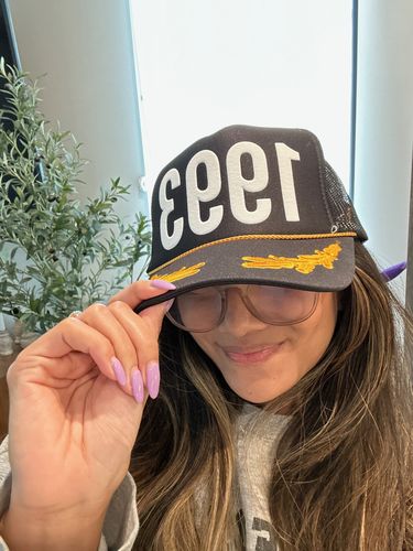 Customer photo review of Custom Birth Year Trucker