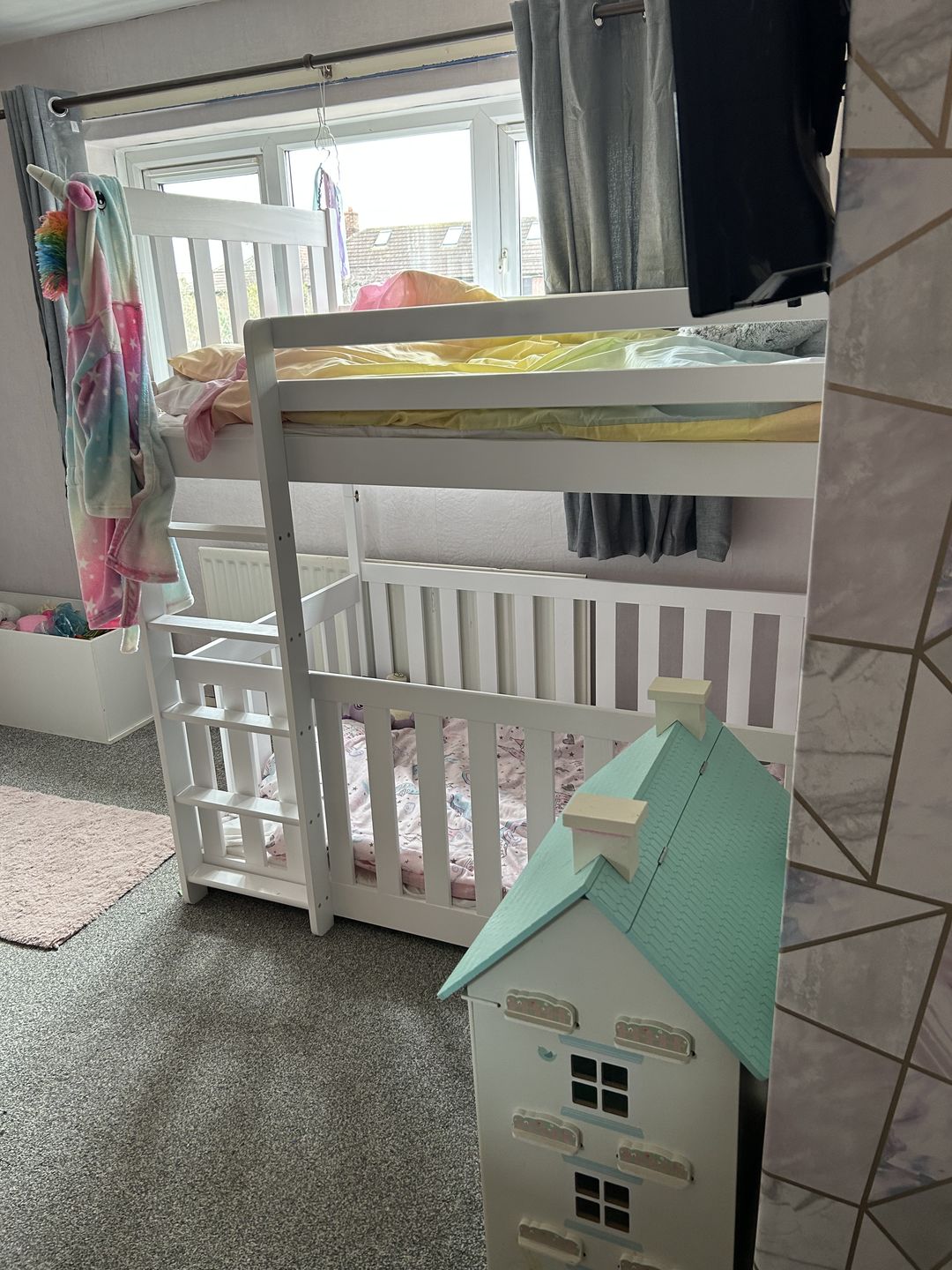 Customer photo review of Wooden Bunk Bed Cris with Cot Bed