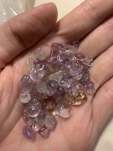 Customer photo review of 34" Natural Ametrine 5x10mm chips beads, purple yellow small chips