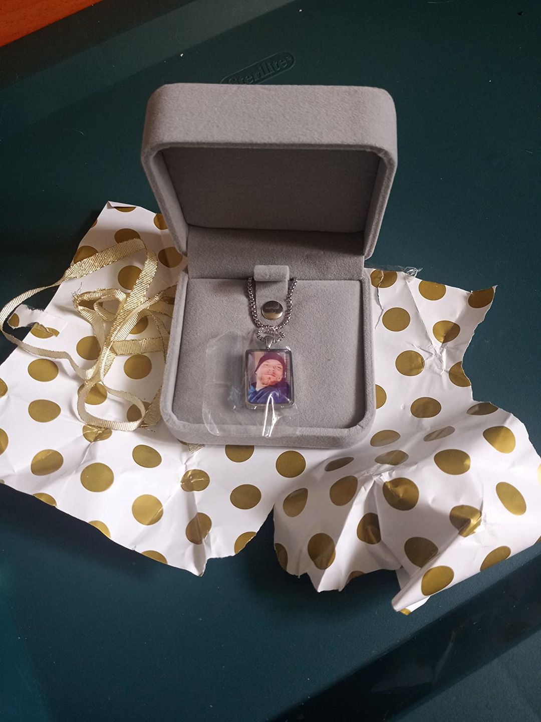 Customer photo review of Personalized Photo Necklace Custom Image Heart Shape Picture Necklace