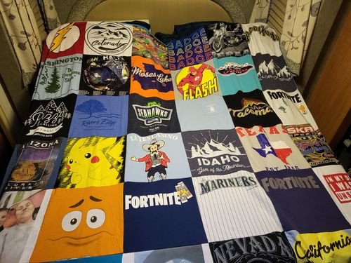 T-shirt quilt featuring seahawks, mariners by Tressa from CA