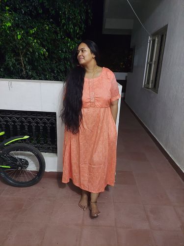 Customer photo review of Peach Bandhini and Floral Print Festive Maxi