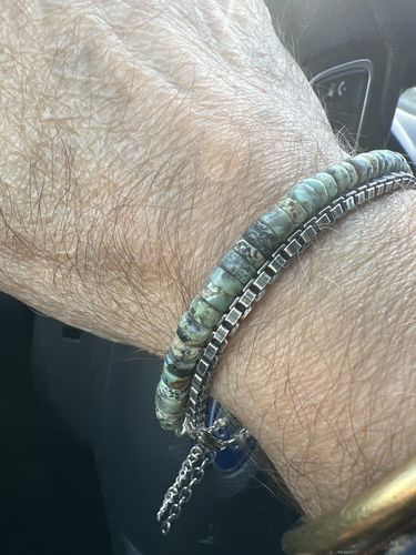 Customer photo review of Natural Turquoise Beaded Bracelet