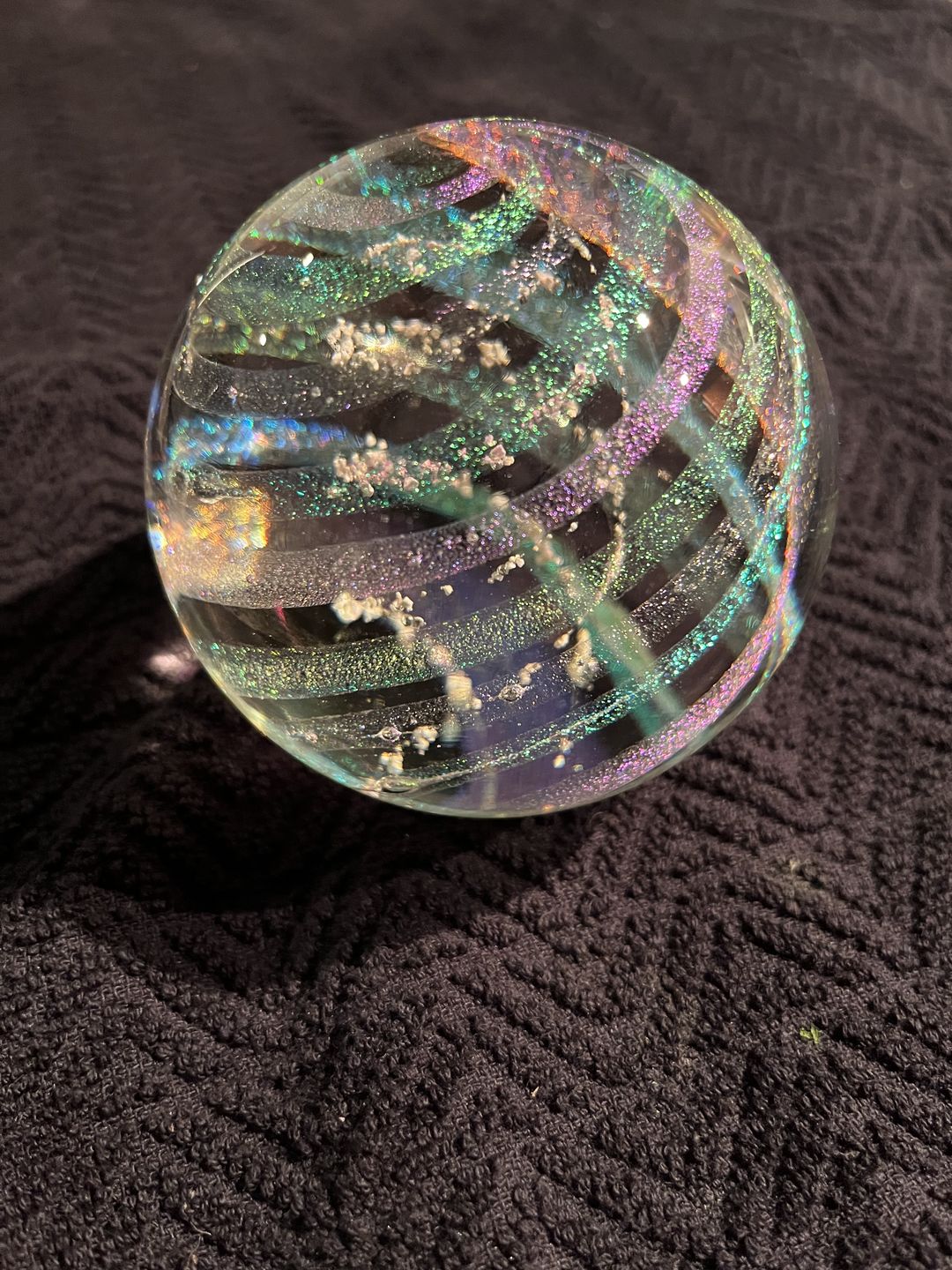 Customer photo review of Dichroic Rainbow Orb with Cremains