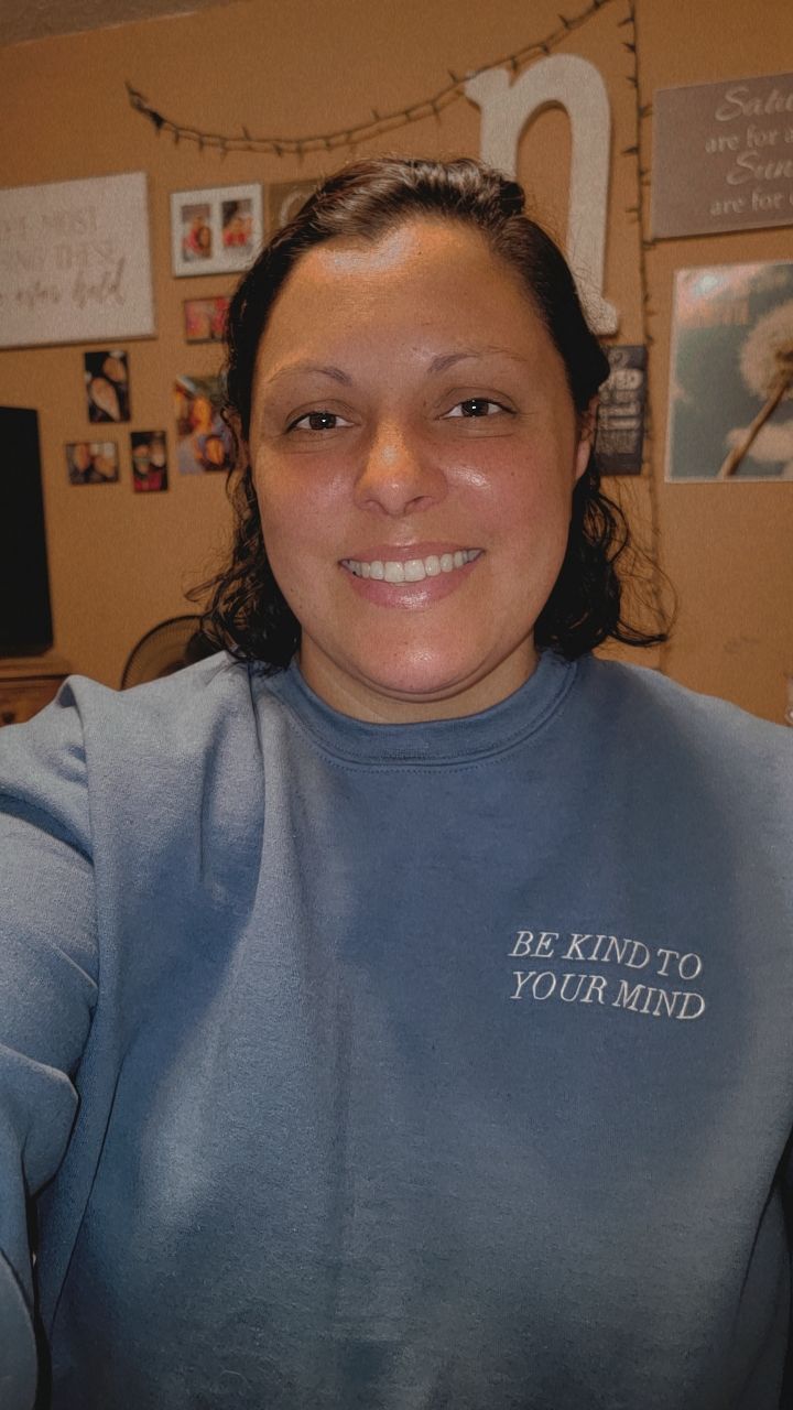 Customer photo review of Be Kind To Your Mind Embroidered Sweatshirt