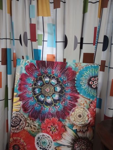 Customer photo review of Elegant Painted Flowers Fabric Shower Curtain
