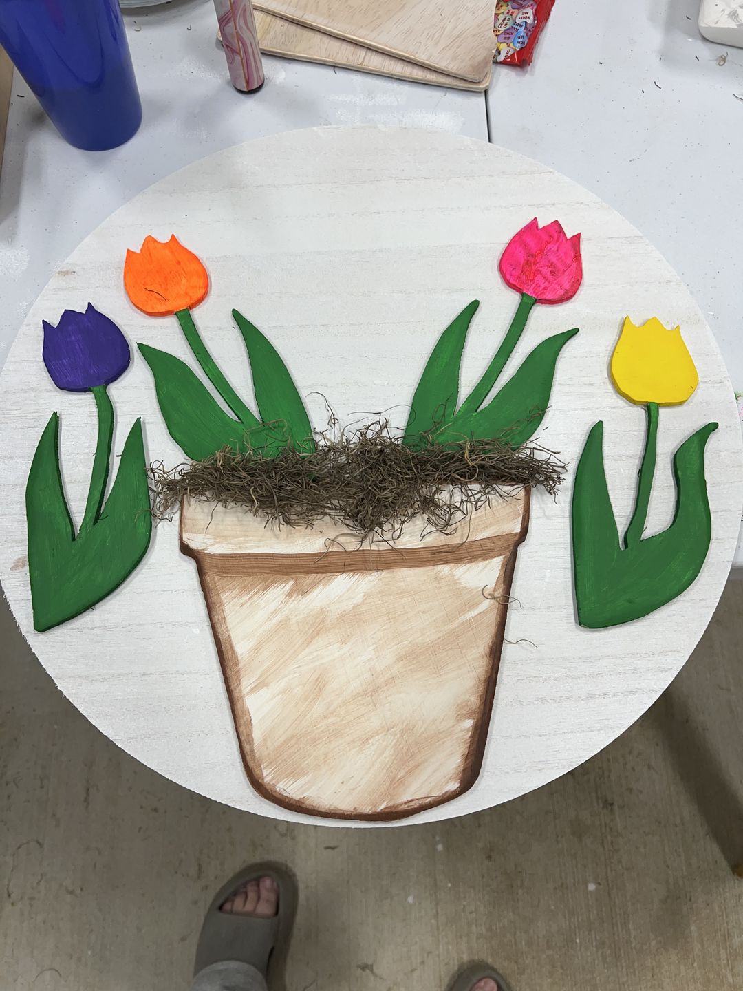 Customer photo review of Unfinished Wood Flower Pot Shape - Flower - Craft - up to 24" DIY