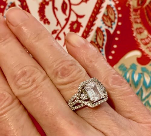 Customer photo review of 3-Stone Art Deco CZ Split Shank Ring in Sterling Silver 2.6ct