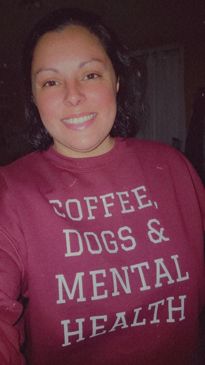 Customer photo review of Coffee, Dogs & Mental Health Sweatshirt