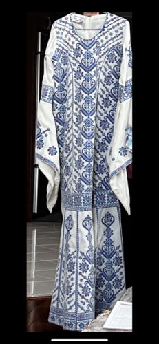 Customer photo review of Velvet White/Blue Mermaid Full Embroidered Thobe