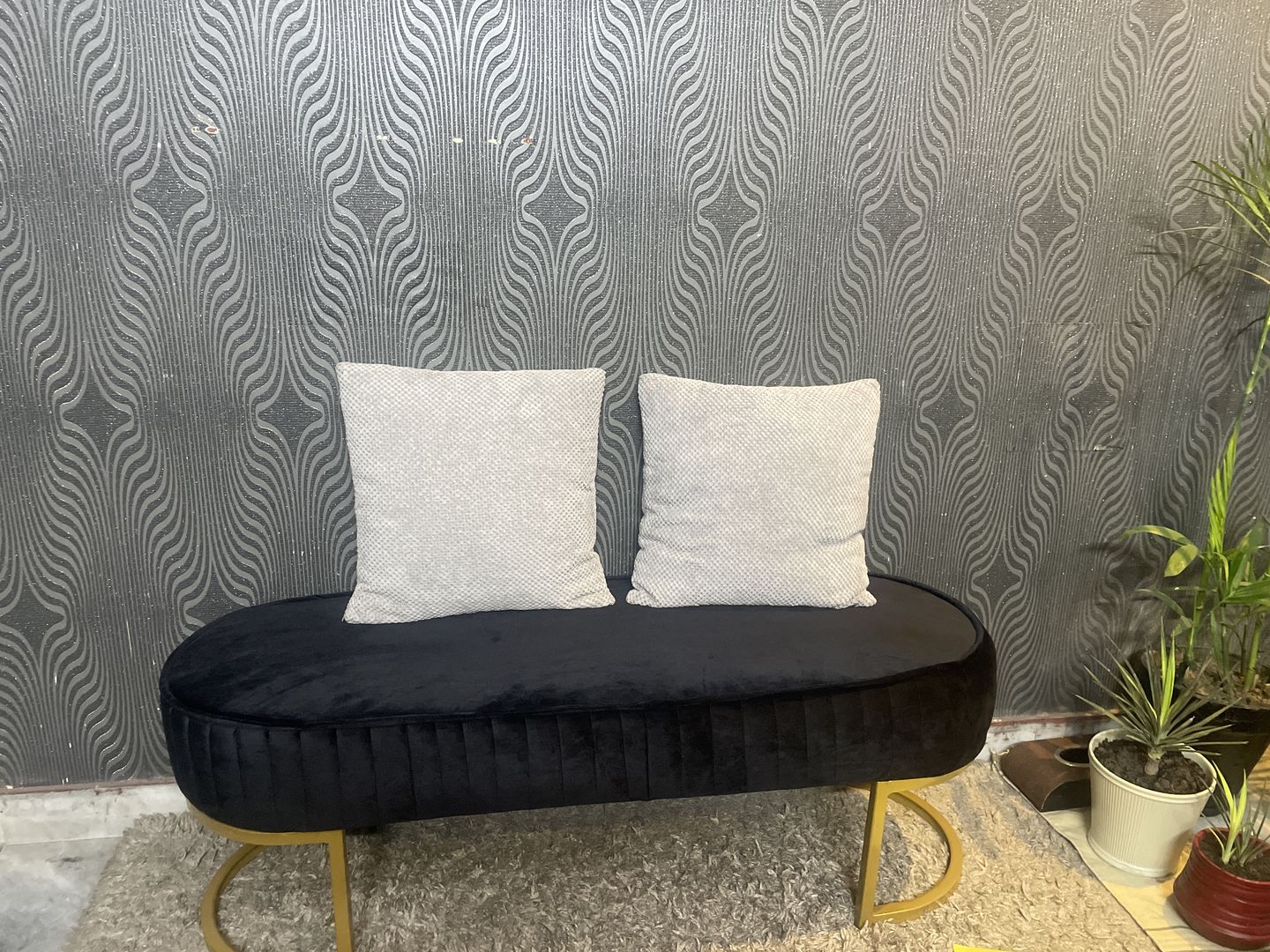 Customer photo review of 3 Seater Luxury Wooden Stool With Steel Stand -480