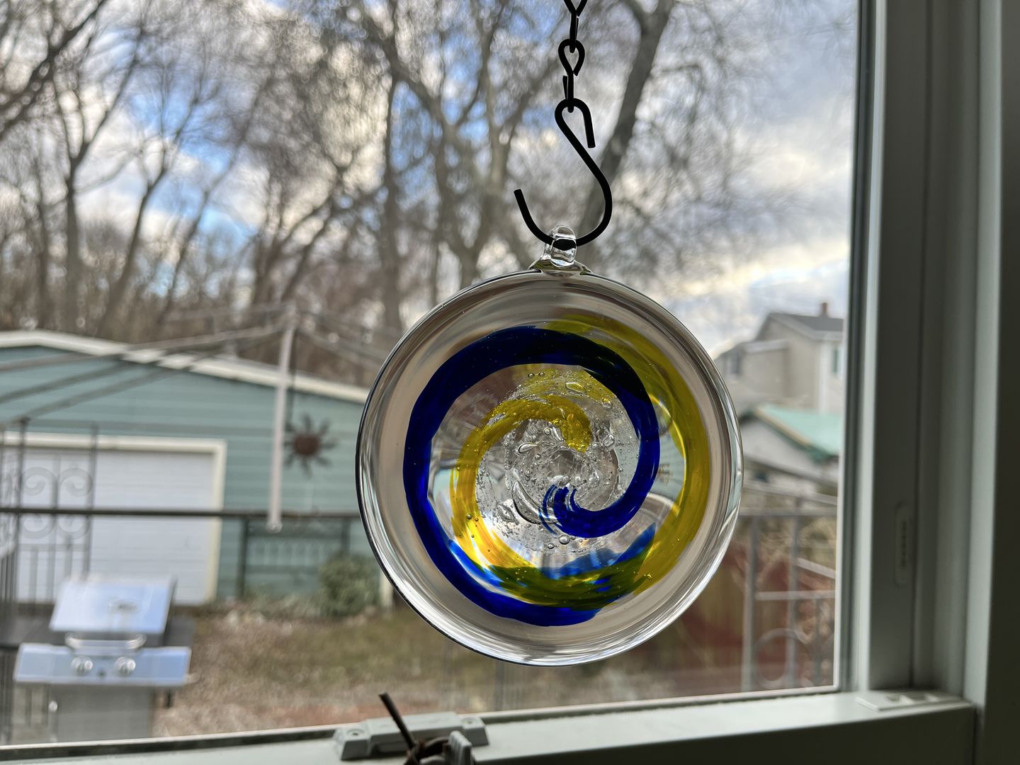 Customer photo review of Glass Suncatcher with Infused Cremation Ash