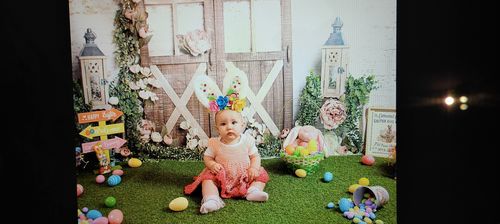 Customer photo review of Kate Easter/Spring Secret Garden Backdrop for Cake Smash Designed by Kathie Chase