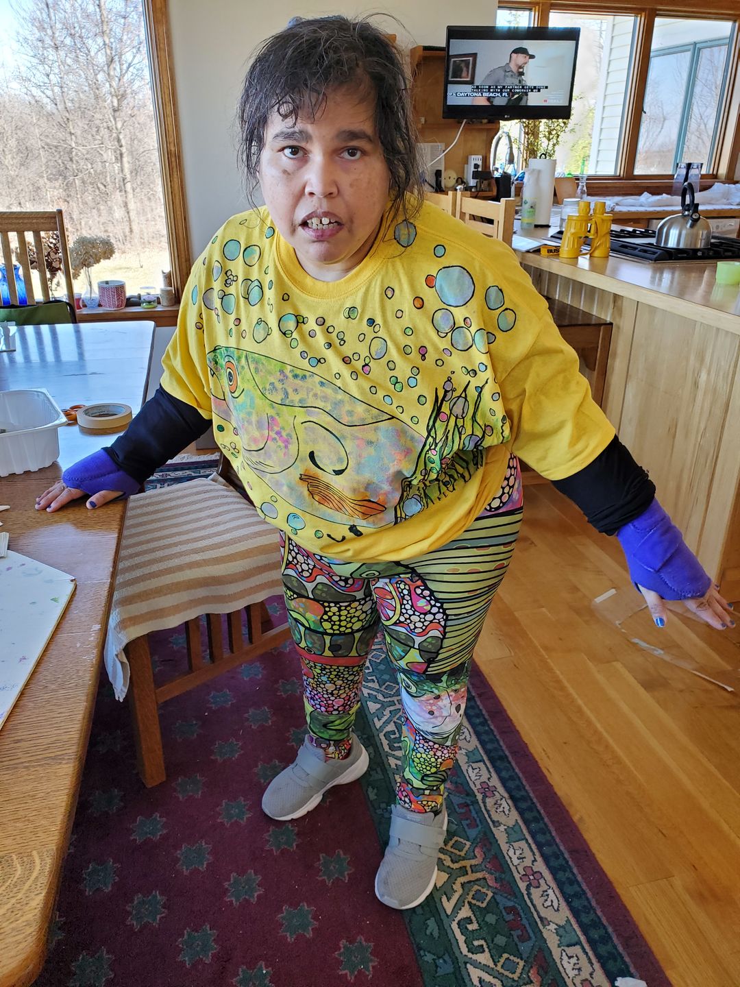 Customer photo review of Troutrageous Rainbow Signature Leggings