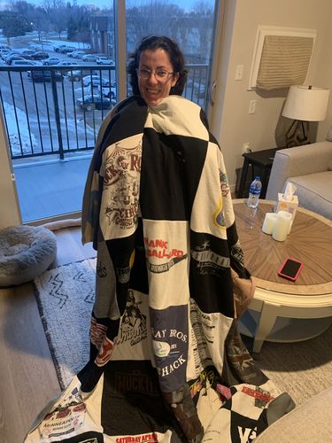 T-shirt quilt with country music, live music themes by Krista from MN