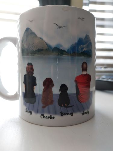 Customer photo review of Couple & Dogs -You me and the dog Personalised Mug