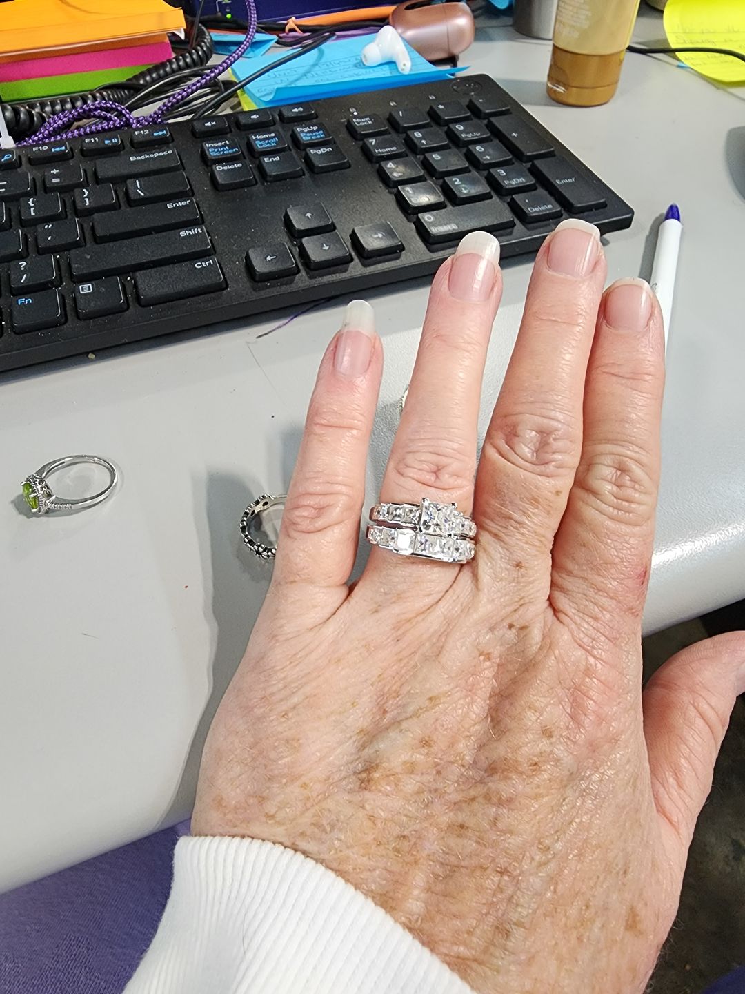 Customer photo review of Princess Cut Moissanite Channel Set Engagement Ring