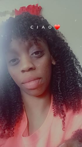 Customer photo review of Glueless Natural Black Curly Wig With Bangs Non Lace Virgin Human Hair Wigs