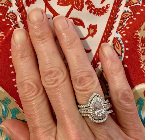Customer photo review of Dome Halo CZ Ring Set in Sterling Silver