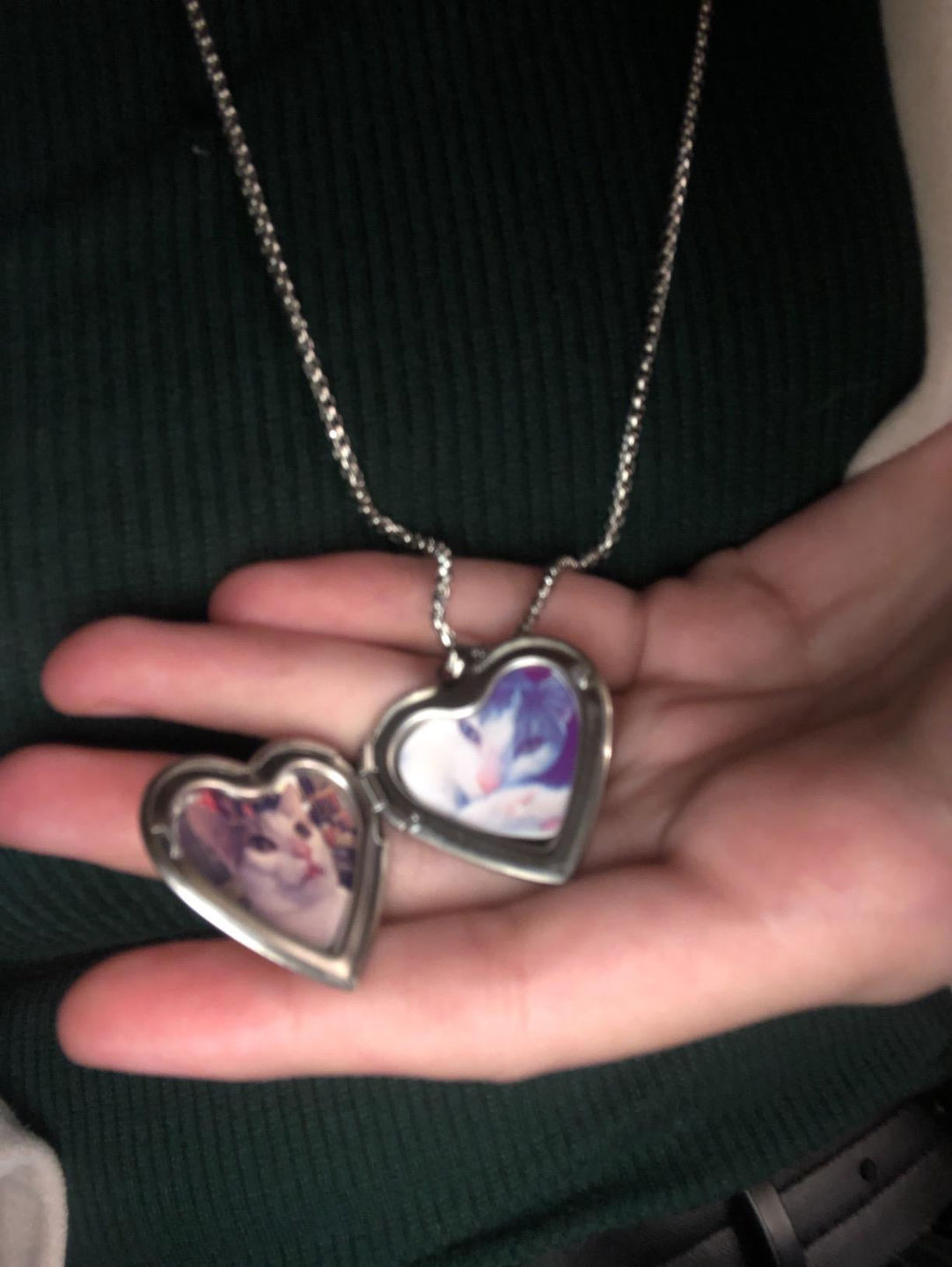 Customer photo review of Personalized Heart Locket Necklace That Holds Pictures Memory Photo Lockets Custom Photo Name Dasiy Heart Necklace