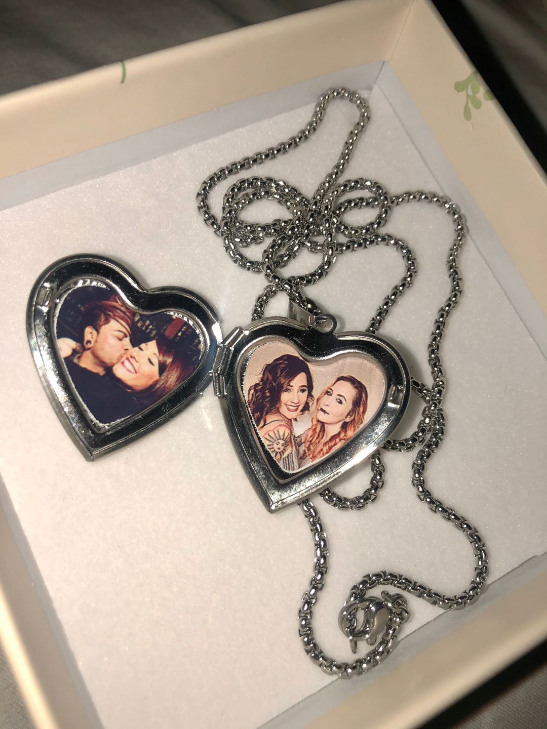 Customer photo review of Personalized Heart Locket Necklace That Holds Pictures Memory Photo Lockets Custom Photo Name Dasiy Heart Necklace
