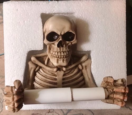 Customer photo review of Just Love Skulls Toilet Paper Holder