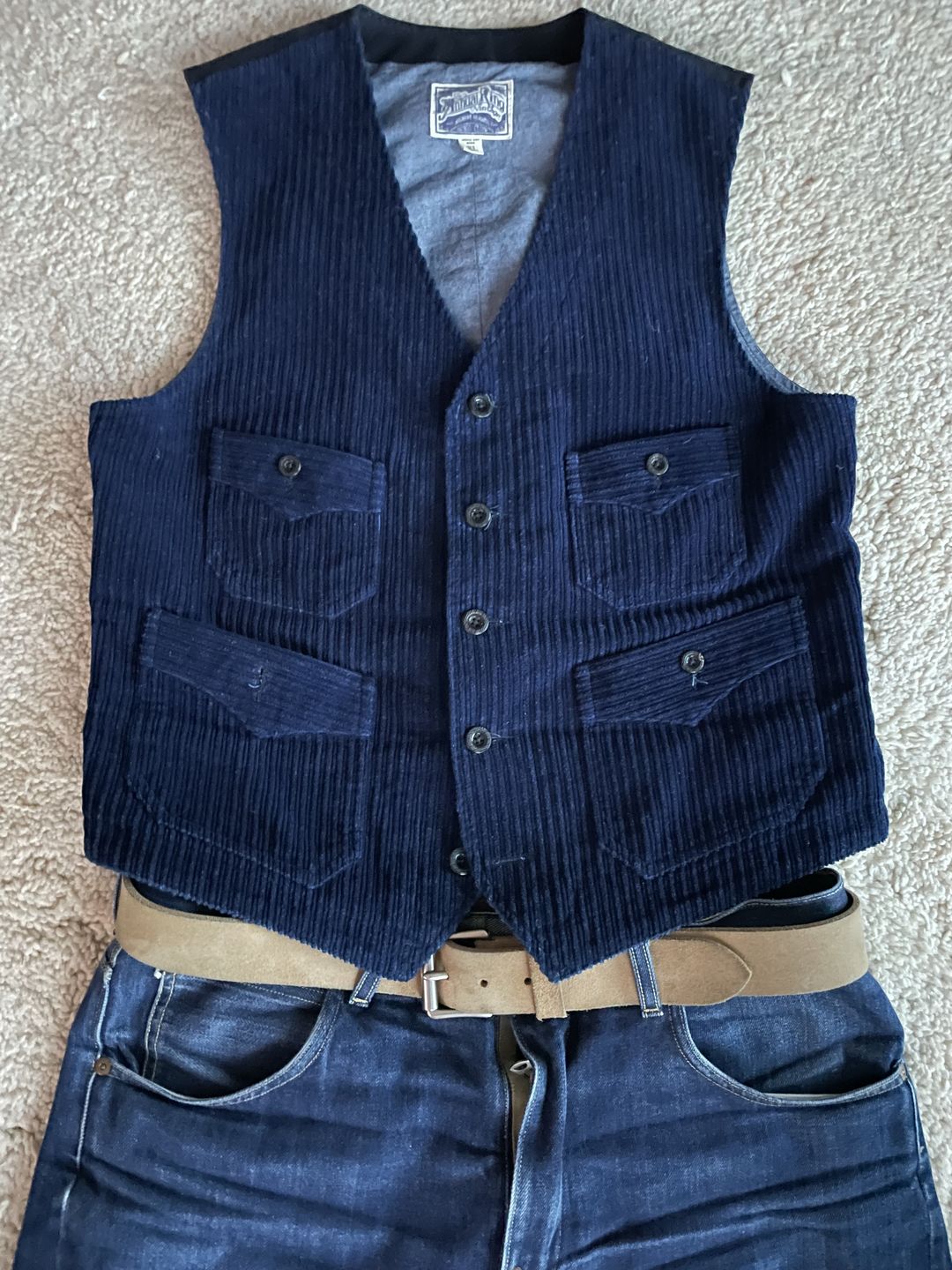 Customer photo review of 1920s Indigo Corduroy Work Vest