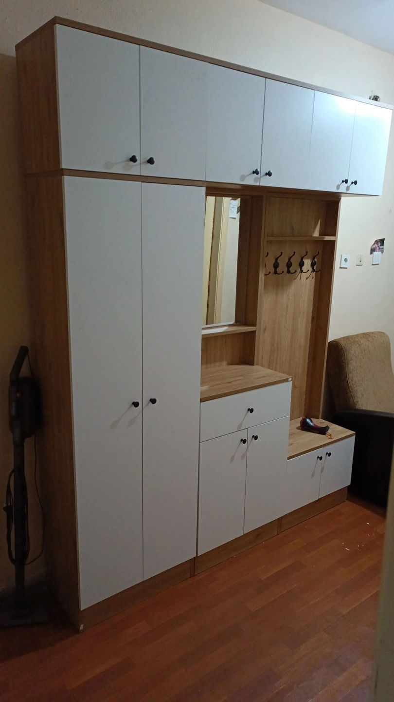 Customer photo review of Rani P6 Modern Çekmeceli Aynalı Raflı Portmanto Ayakkabılık Vestiyer Sepet Ceviz - Beyaz M2