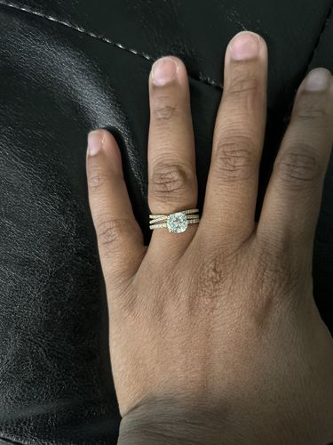 Customer photo review of Louily Elegant Yellow Gold Cushion Cut 3PC Wedding Rings Set In Sterling Silver