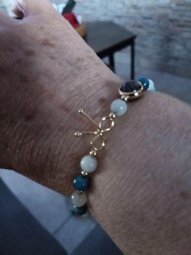 Customer photo review of Bracelet Détoxifiant en Apatite et Pierre de Lune | Or fin