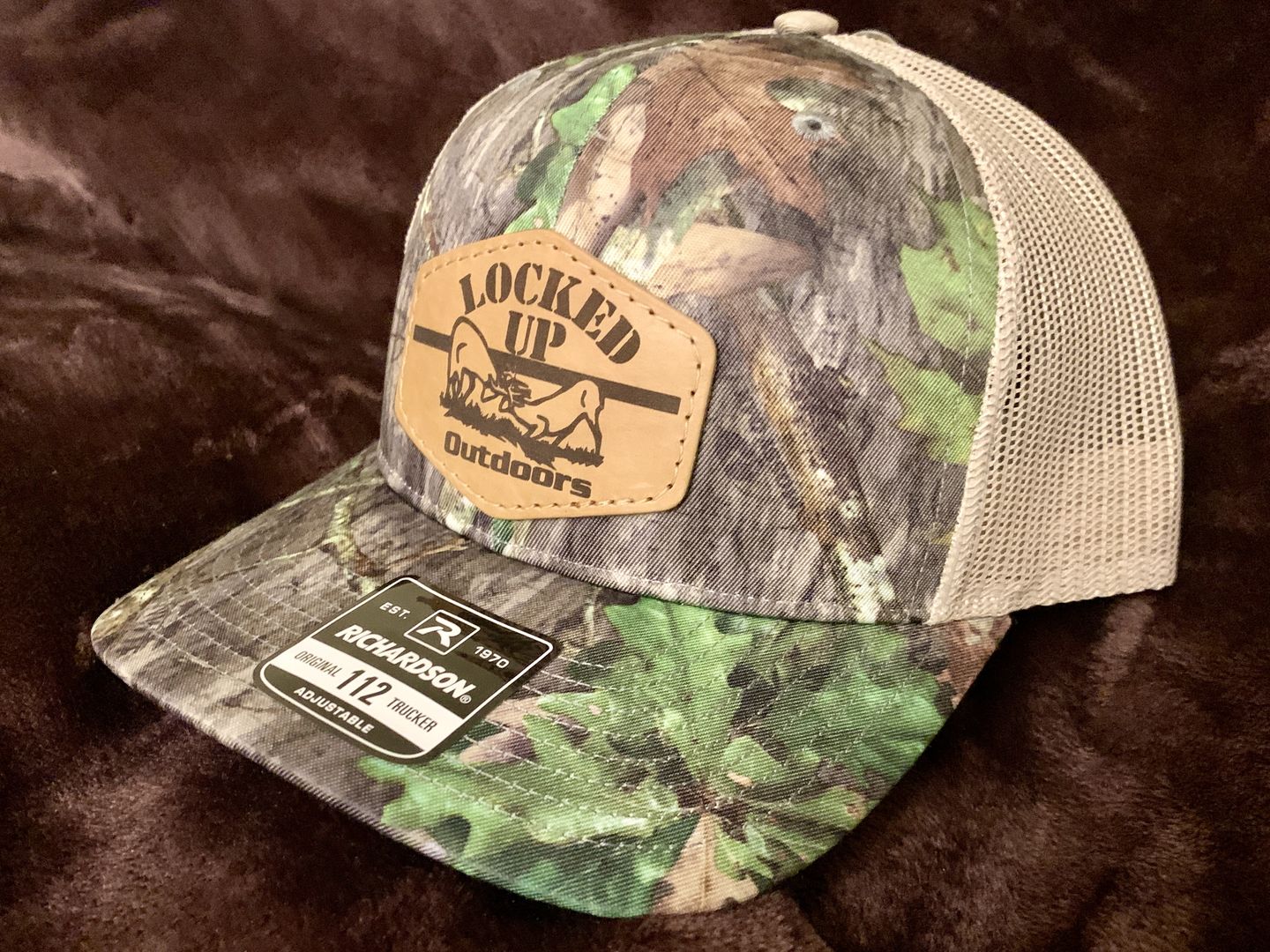 Customer photo review of 112P Camo Custom Leather Patch Hat
