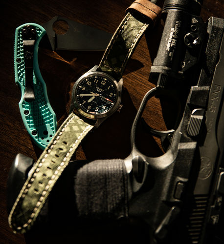 Customer photo review of Leather and Canvas Watch Strap - Desert Night Camouflage