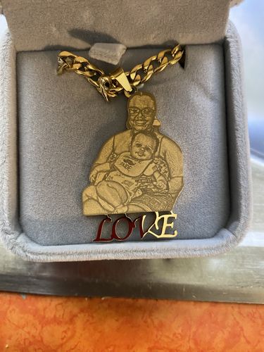 Customer photo review of Lovers Charm™ 18K Custom Engraved Necklace