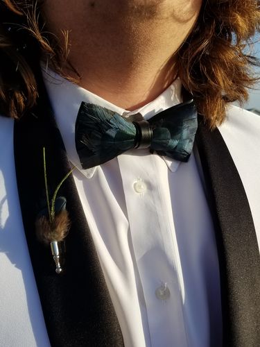 Customer photo review of The Azul- Feather Bow Tie