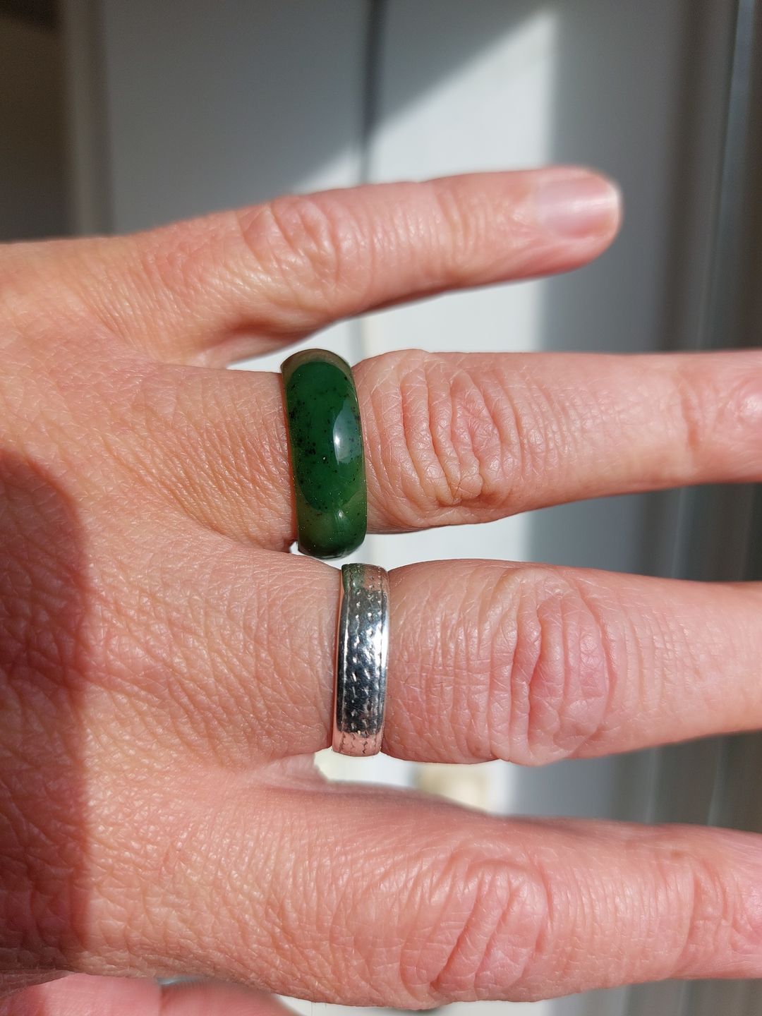 Customer photo review of Wide Greenstone Ring