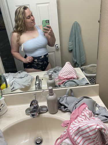 Customer photo review of The Laguna Top | Powder Blue