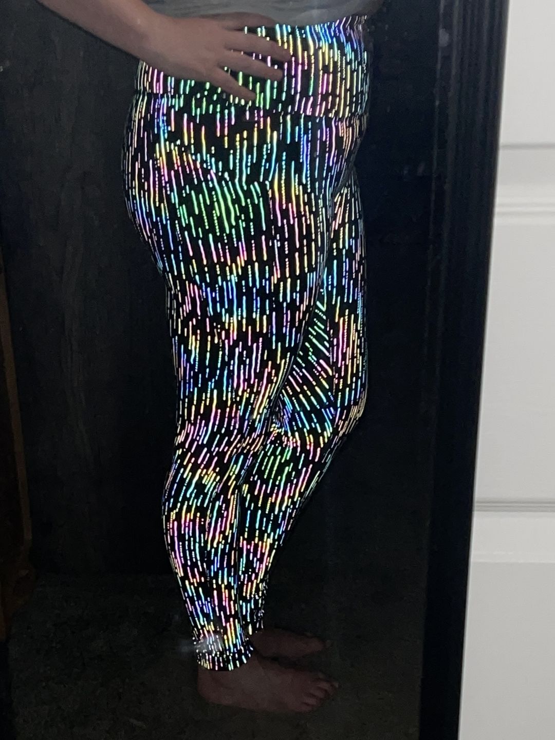 Customer photo review of Concealed Carry Leggings w/ Pockets - Holographic Rain