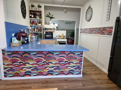Customer photo review of Bohemian Waves - Boho Stripey Colourful Wallpaper