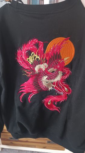 Customer photo review of Fire Phoenix Embroidery Sweatshirt